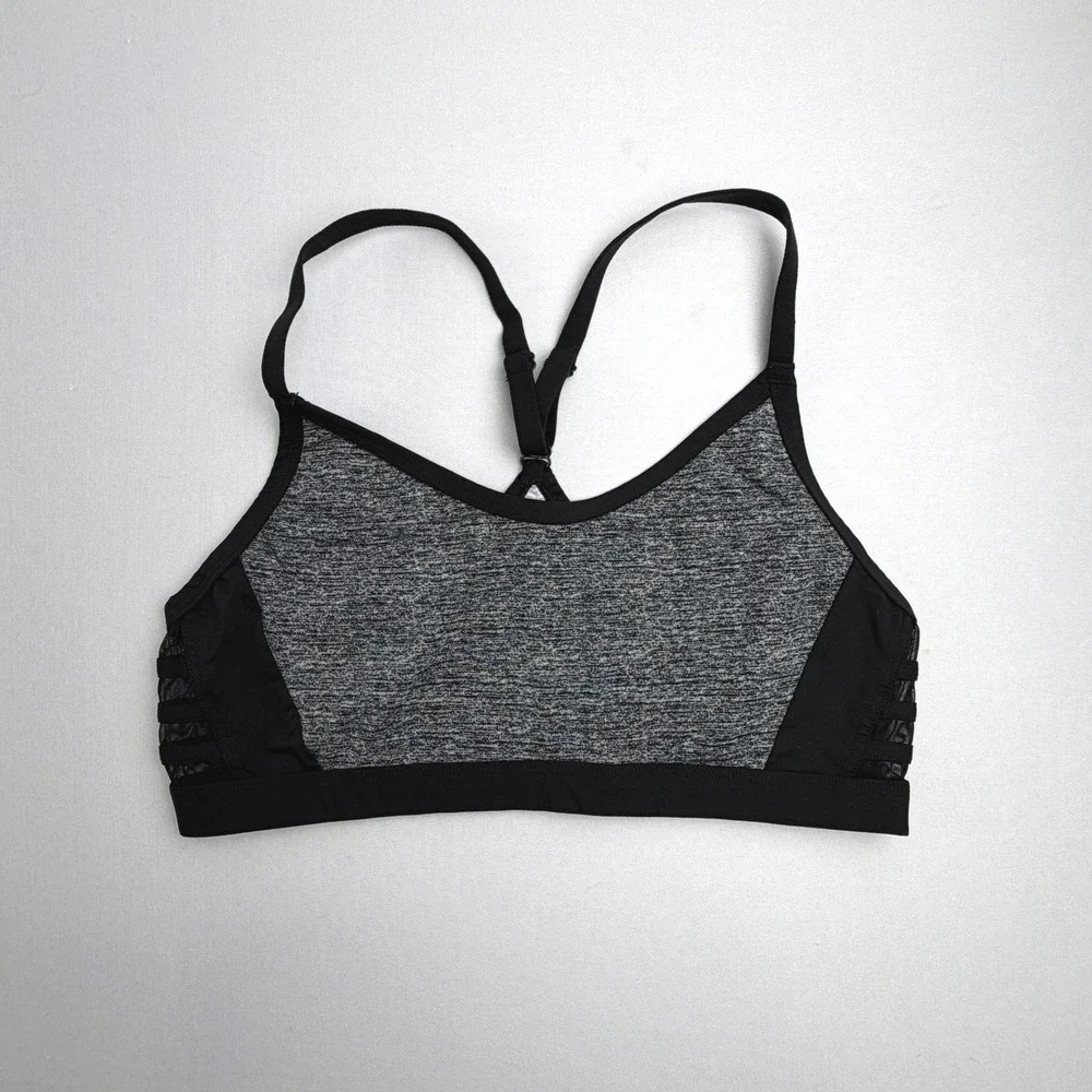 Pink Victoria's Secret Ultimate Sports Bra Women L Gray Excellent Mesh Strappy